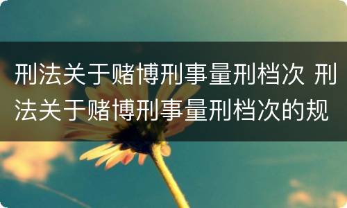 刑法关于赌博刑事量刑档次 刑法关于赌博刑事量刑档次的规定