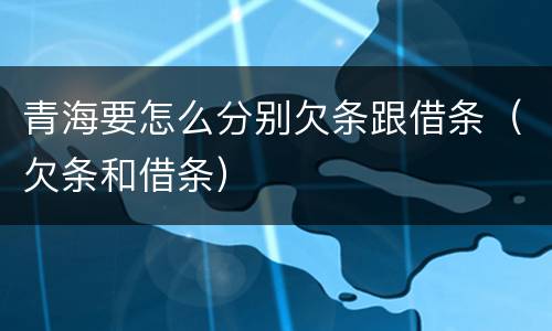 青海要怎么分别欠条跟借条（欠条和借条）