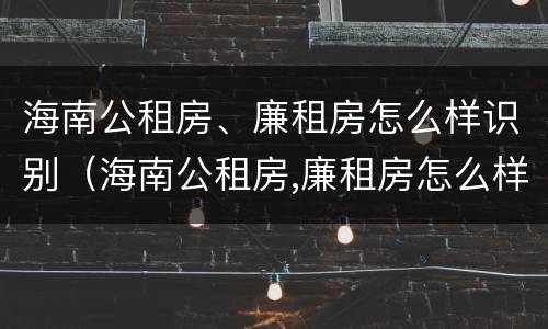 海南公租房、廉租房怎么样识别（海南公租房,廉租房怎么样识别真假）