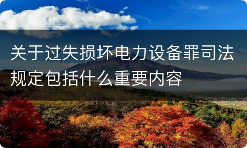 关于过失损坏电力设备罪司法规定包括什么重要内容