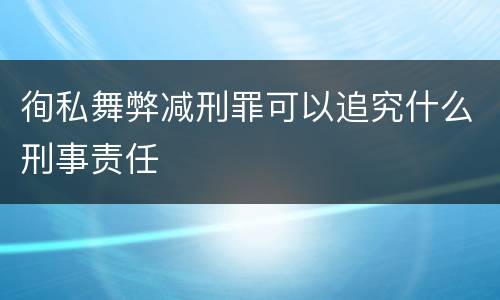 徇私舞弊减刑罪可以追究什么刑事责任