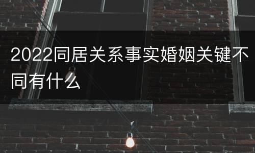 2022同居关系事实婚姻关键不同有什么
