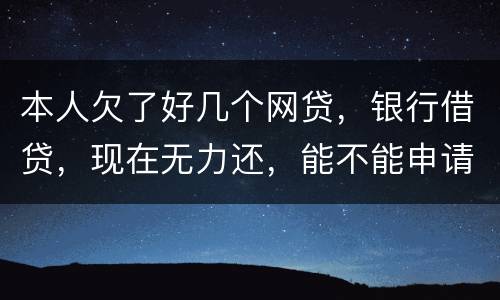 本人欠了好几个网贷，银行借贷，现在无力还，能不能申请破产