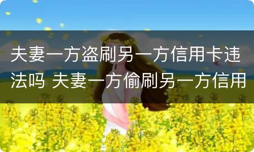 夫妻一方盗刷另一方信用卡违法吗 夫妻一方偷刷另一方信用卡