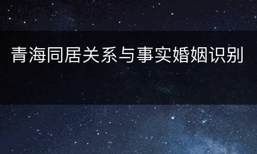 青海同居关系与事实婚姻识别