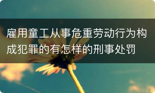 雇用童工从事危重劳动行为构成犯罪的有怎样的刑事处罚