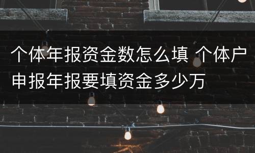 个体年报资金数怎么填 个体户申报年报要填资金多少万