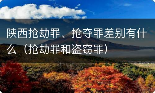 陕西抢劫罪、抢夺罪差别有什么（抢劫罪和盗窃罪）