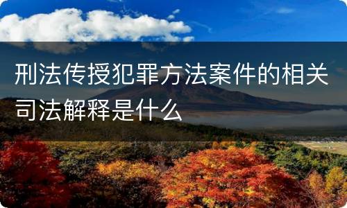 刑法传授犯罪方法案件的相关司法解释是什么