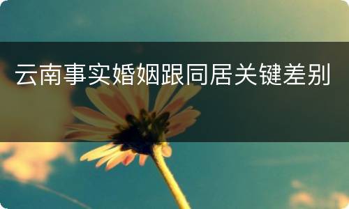 云南事实婚姻跟同居关键差别