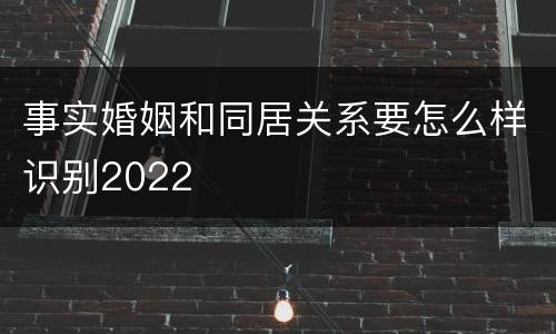 事实婚姻和同居关系要怎么样识别2022