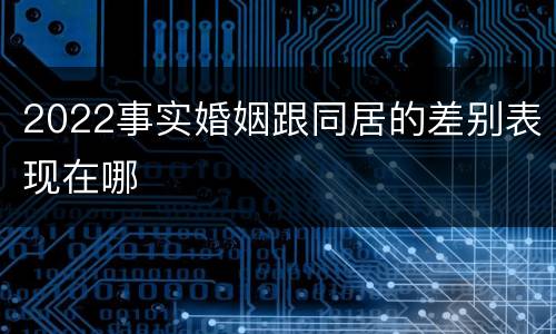 2022事实婚姻跟同居的差别表现在哪