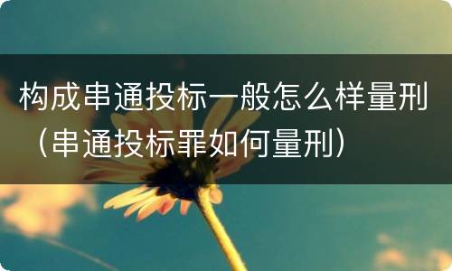 构成串通投标一般怎么样量刑（串通投标罪如何量刑）