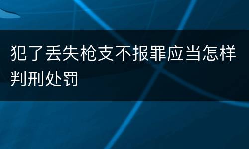 犯了丢失枪支不报罪应当怎样判刑处罚
