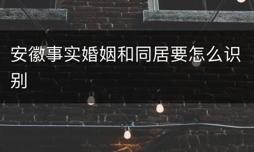 安徽事实婚姻和同居要怎么识别