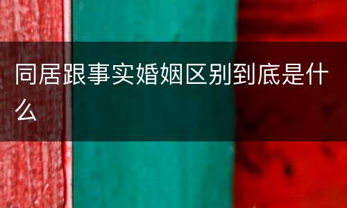 同居跟事实婚姻区别到底是什么
