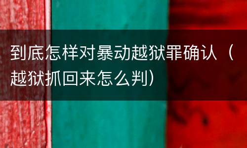 到底怎样对暴动越狱罪确认（越狱抓回来怎么判）