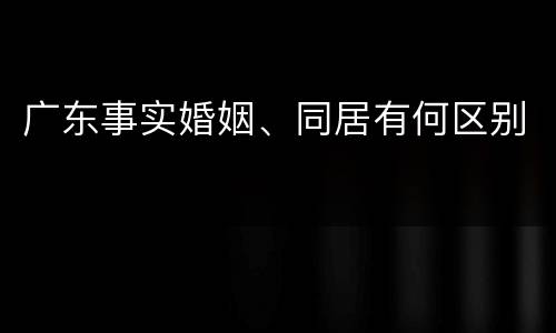 广东事实婚姻、同居有何区别