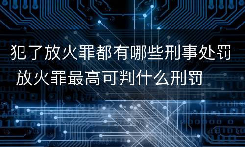 犯了放火罪都有哪些刑事处罚 放火罪最高可判什么刑罚