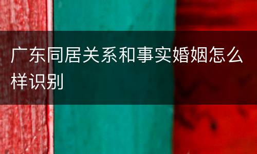 广东同居关系和事实婚姻怎么样识别