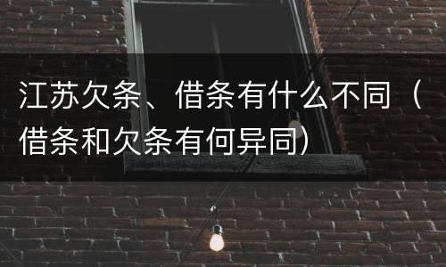 江苏欠条、借条有什么不同（借条和欠条有何异同）