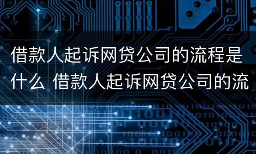借款人起诉网贷公司的流程是什么 借款人起诉网贷公司的流程是什么样的