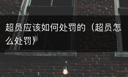 超员应该如何处罚的（超员怎么处罚）