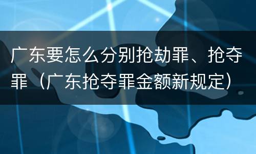 广东要怎么分别抢劫罪、抢夺罪（广东抢夺罪金额新规定）