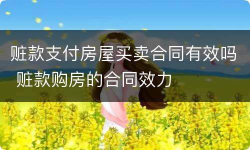 赃款支付房屋买卖合同有效吗 赃款购房的合同效力