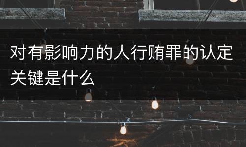 对有影响力的人行贿罪的认定关键是什么