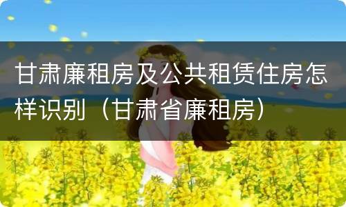 甘肃廉租房及公共租赁住房怎样识别（甘肃省廉租房）