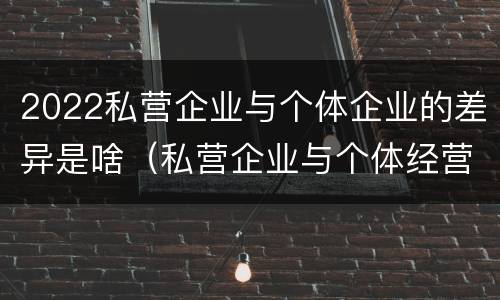 2022私营企业与个体企业的差异是啥（私营企业与个体经营企业的区别）