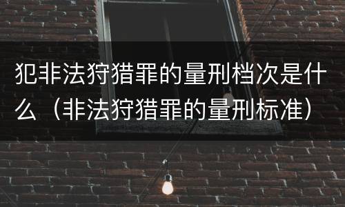 犯非法狩猎罪的量刑档次是什么（非法狩猎罪的量刑标准）