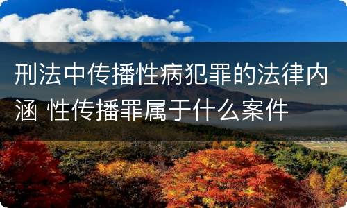 刑法中传播性病犯罪的法律内涵 性传播罪属于什么案件