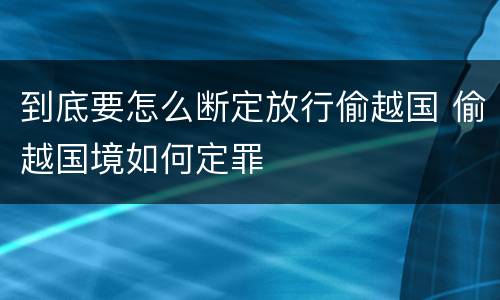 到底要怎么断定放行偷越国 偷越国境如何定罪