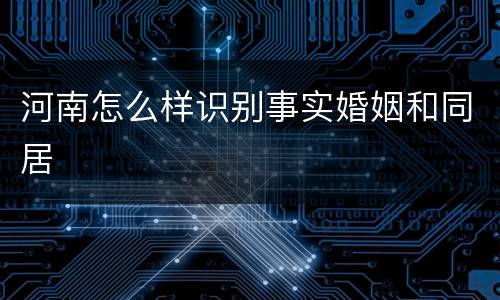 河南怎么样识别事实婚姻和同居