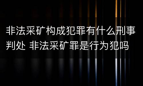 非法采矿构成犯罪有什么刑事判处 非法采矿罪是行为犯吗