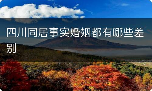 四川同居事实婚姻都有哪些差别