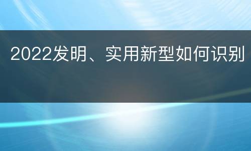 2022发明、实用新型如何识别