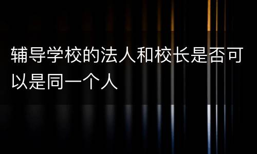 辅导学校的法人和校长是否可以是同一个人
