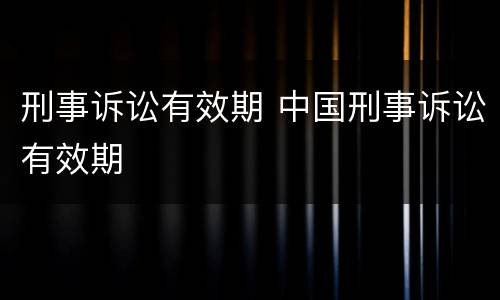 刑事诉讼有效期 中国刑事诉讼有效期