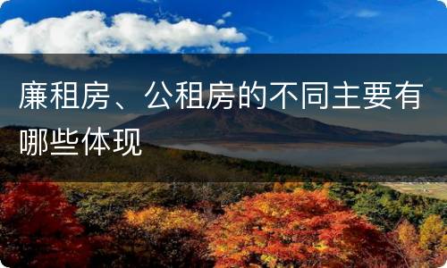 廉租房、公租房的不同主要有哪些体现