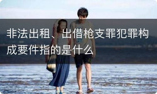 非法出租、出借枪支罪犯罪构成要件指的是什么