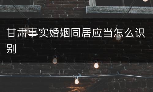 甘肃事实婚姻同居应当怎么识别