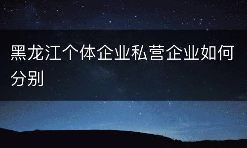 黑龙江个体企业私营企业如何分别