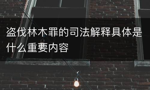 盗伐林木罪的司法解释具体是什么重要内容