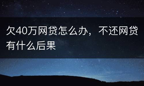 欠40万网贷怎么办，不还网贷有什么后果