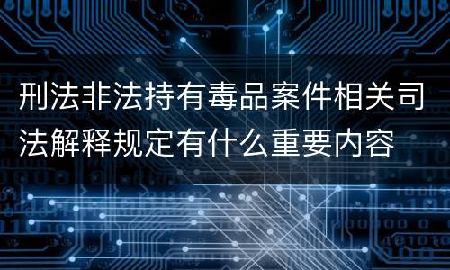 刑法非法持有毒品案件相关司法解释规定有什么重要内容