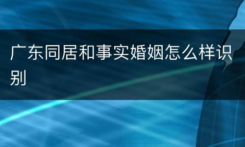 广东同居和事实婚姻怎么样识别