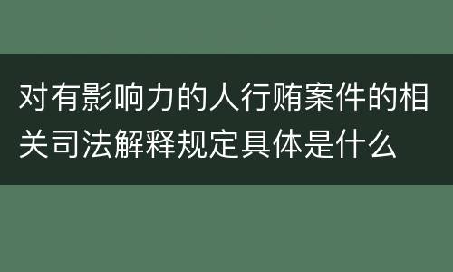 对有影响力的人行贿案件的相关司法解释规定具体是什么